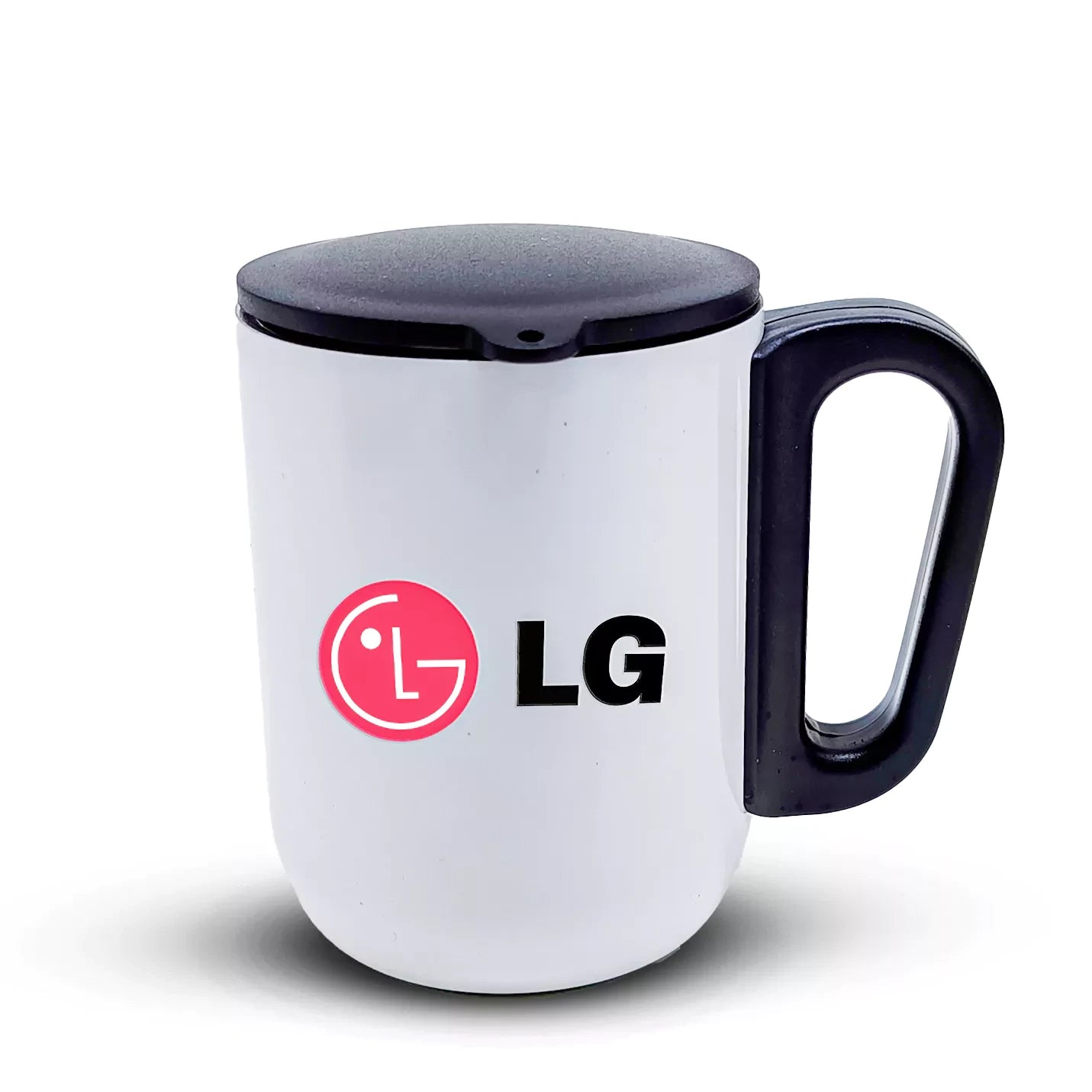 Classic White Mug with Comfortable Handle & Lid Img 2
